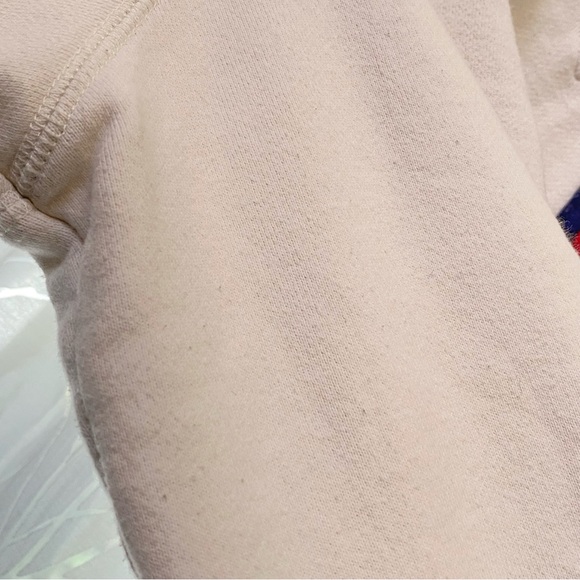 MOTHER cream red blue THE SQUARE OUT OF YOUR LEAGUE LA round neck SWEATSHIRT - Picture 9 of 11